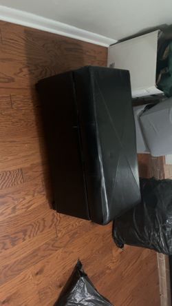 Black Faux Leather Storage Ottoman