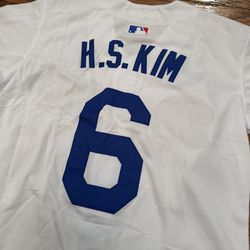 White Los Angeles Hyeseong Kim Jersey  Stitch World Series Fernando Patch