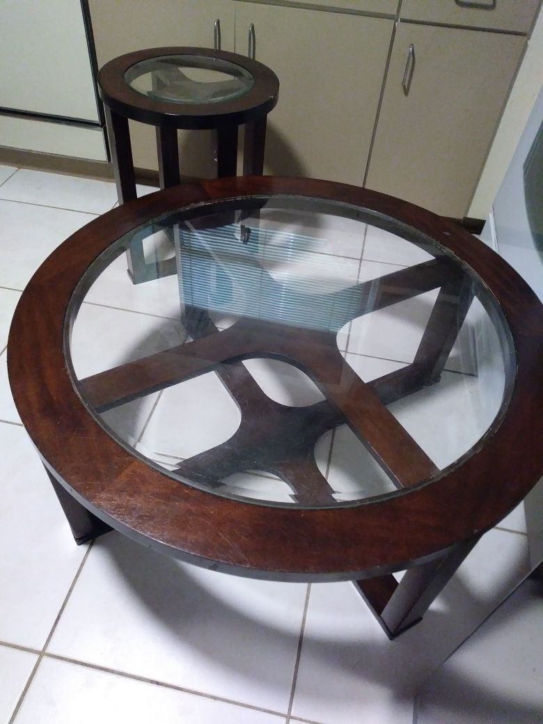 Ashley round coffee table with matching end table