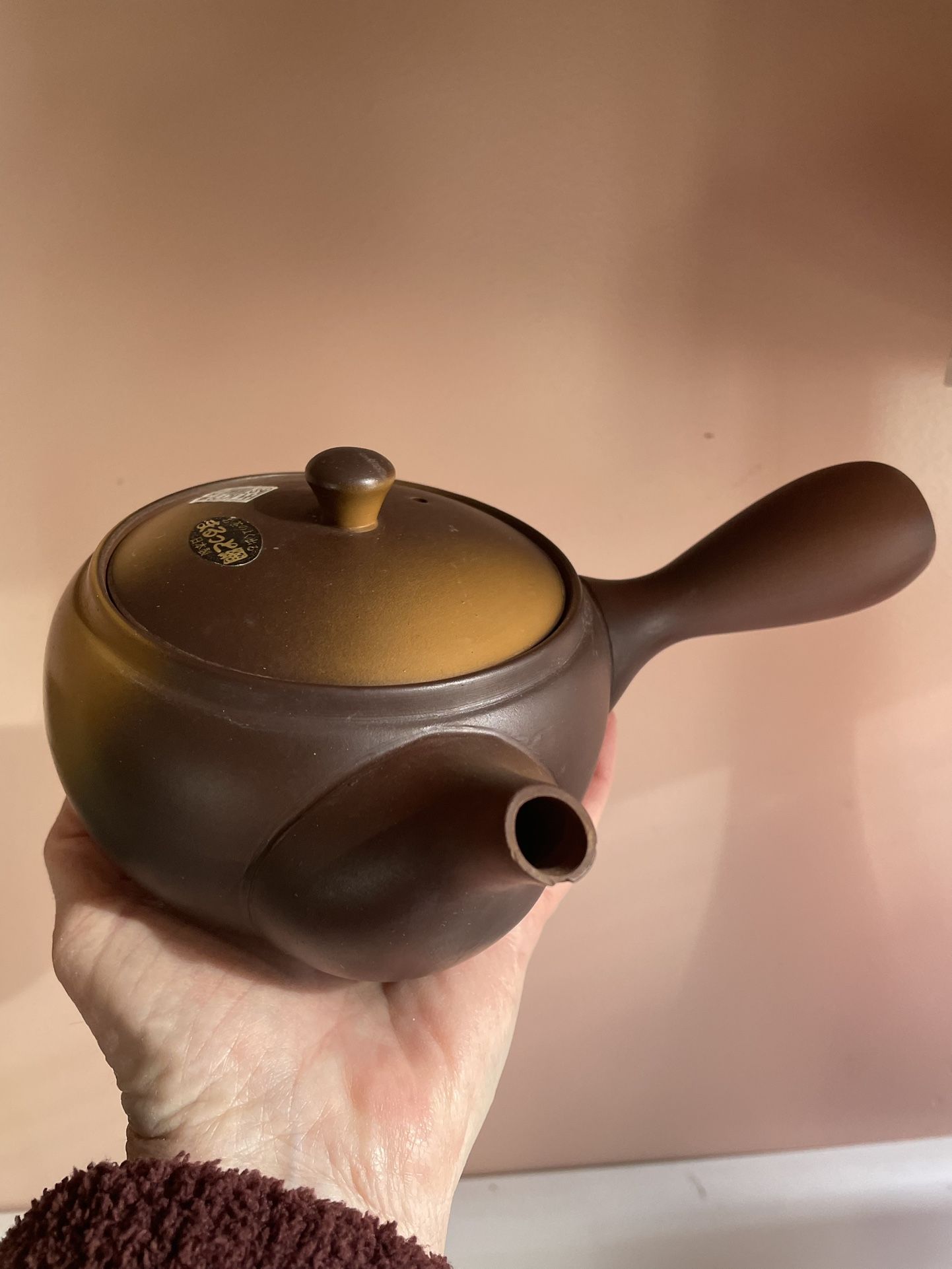Japanese Tokoname Kyusu Teapot Brown Clay Right Handed. Vintage