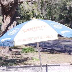 Sabrett Hot Dog Cart Umbrella App 4' Dia