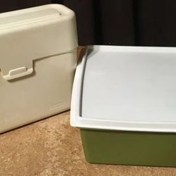 Two Rubbermaid Office Products 1994 Beige Container Flowers And J-3204 4 Quarts Green
