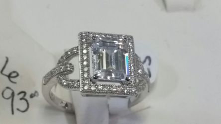 .925 womens sterling silver size 6 cubic zirconia cushion diamond ring
