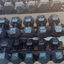 5 Up To 120. Hex Dumbbells  In Good Condition 