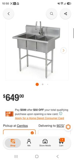 Stainless Steel 3-Compartment Commercial Sink