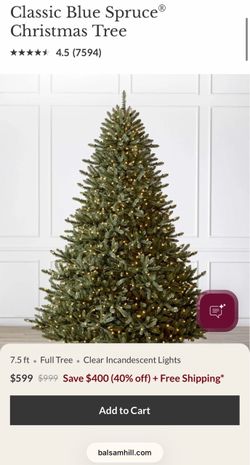 Balsam Hill - Classic Blue Spruce (7.5 Ft With clear lights)