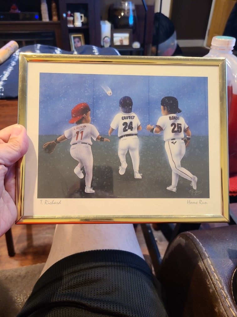 T Richard Home Run Art Print Kids Playing Baseball 9 3/4 X 7 3/4 On Hardboard