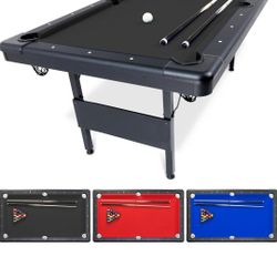 GoSports Mid-Size 6 ft x 3.5 ft Billiards Game Table - Foldable Design, Includes Full Set of Pool Balls, 2 Cue Sticks, Chalk, and Felt Brush - Black