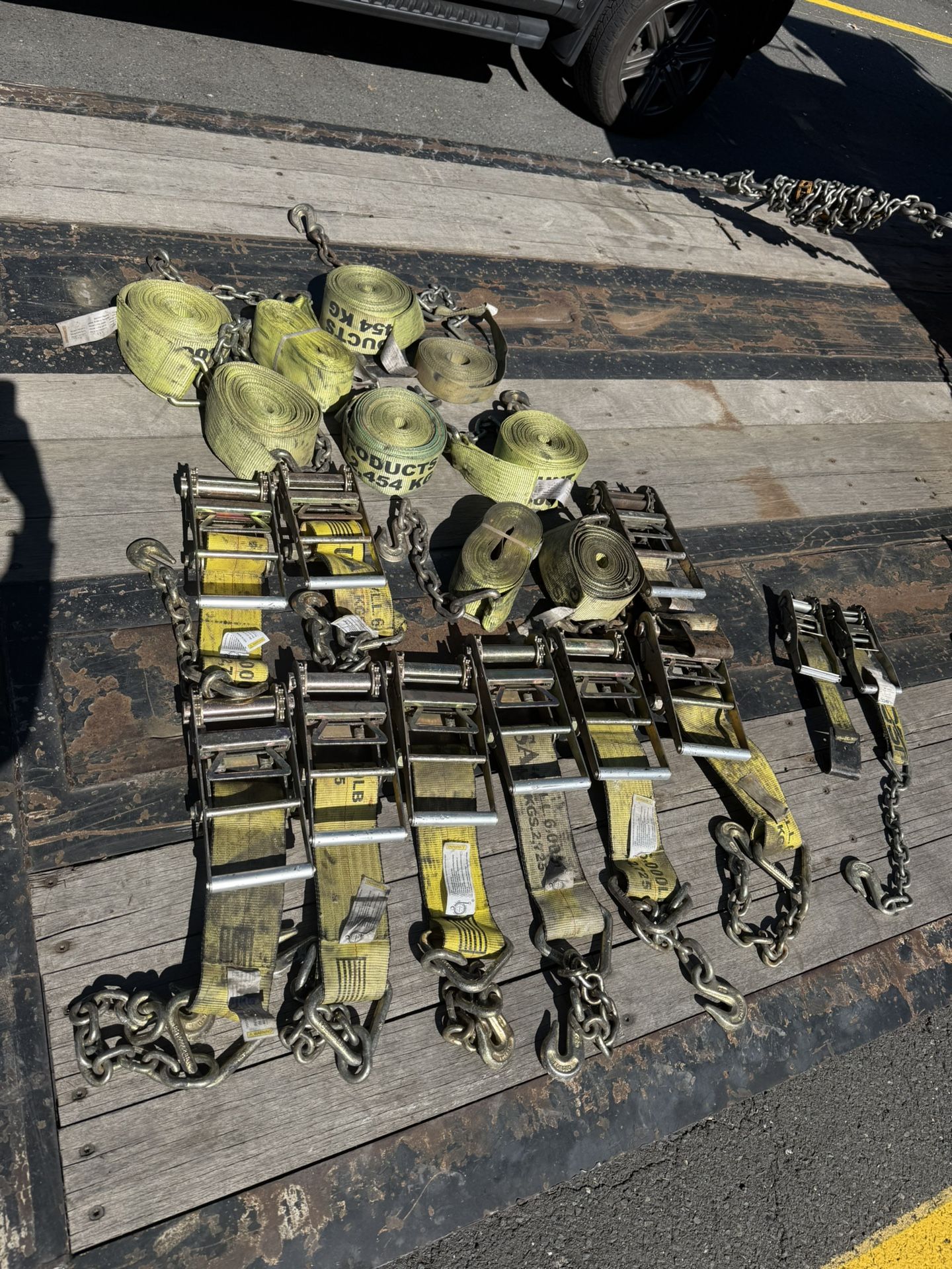 Heavy-Duty Ratchet Strap & Chain Binder Set – Flatbed / Cargo Securement Kit