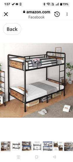 Heavy Duty Metal Bunk Bed With Mattresses Twin Over Twin Convertible Bunk Bed