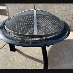 FIRE PIT WITH BBQ GRILL and COVER SCREEN 30x24 inch FIRM PRICE 