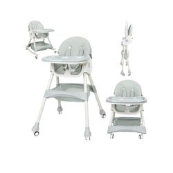 New Baby 4-in-1 Baby High Chair, High Chairs for Babies and Toddlers with Removable Tray and Adjustable Backrest & Height, Convertible & Foldable, G