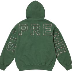 Supreme Frayed Hooded Sweatshirt Green