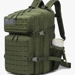 Military Tactical Backpack 45L 3Day Assault Pack Molle Daypack Hiking Backpack （army green)