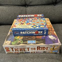 Ticket to Ride and Patchwork Board Games