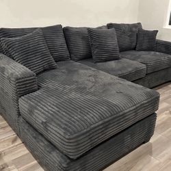 Brand New Plush Comfy Corduroy Lined Sectional Set