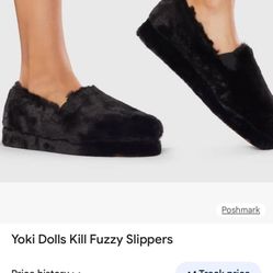 Yoki Dolls Kill Furry Slipper Shoe Size 7 New Loafer