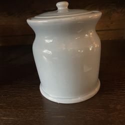 Robin Egg Blue Country Crock Cookie Jar With Lid 7” Tall Small Chip On Lid See 