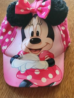 Disney Minnie Mouse Girls Adjustable Baseball Cap Hat – Pink Polka Dot Bow & Ears