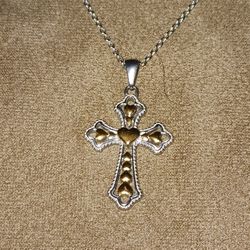 Stainless steel heart cross pendant and chain 
