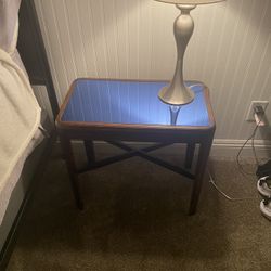 Vintage Art Deco Cobalt Blue Mirror Top Accent tables