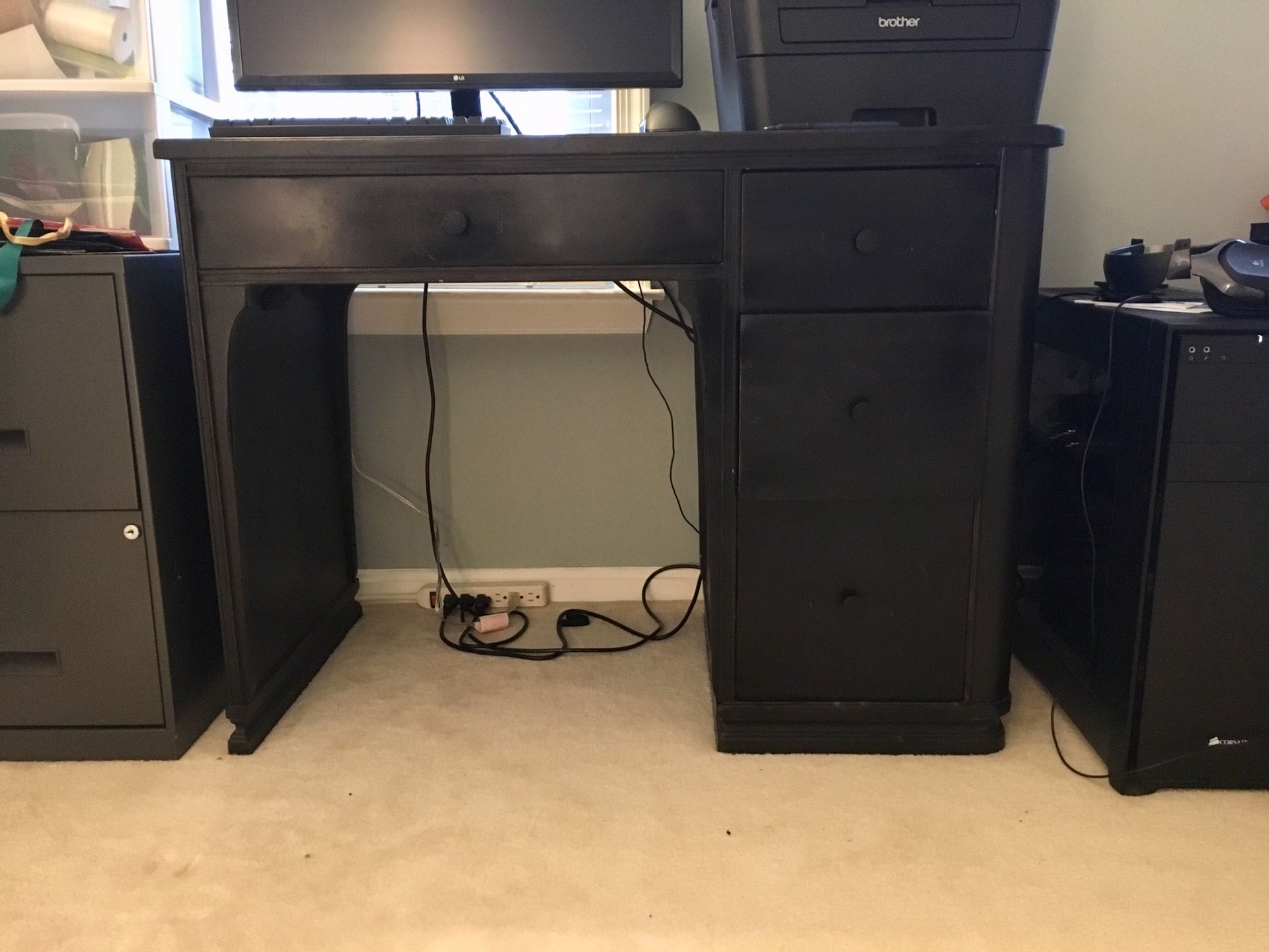 Black wooden desk