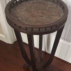 Pedestal Accent Table Plant Stand with Woven Top just $20