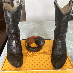 Max Leather Genuine Crocodile Boots Size 11