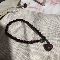 Ruby Like Stone Colored Needs With A Pave Ruby Heart Charm