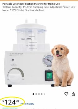 Portable Veterinary Suction Machine for Home Use 1000ml Capacity, 11L/min Pumping Rate, Adjustable Power, Low Noise, 110V Electric Suction Machine