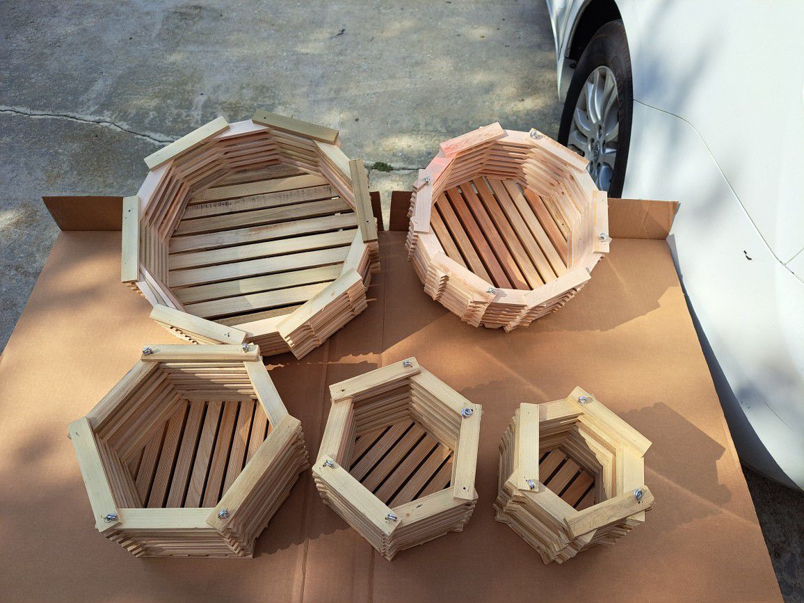 baskets made of cherry cedar maple woods pair planting succulents orchids