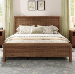 King brown wood bed frame