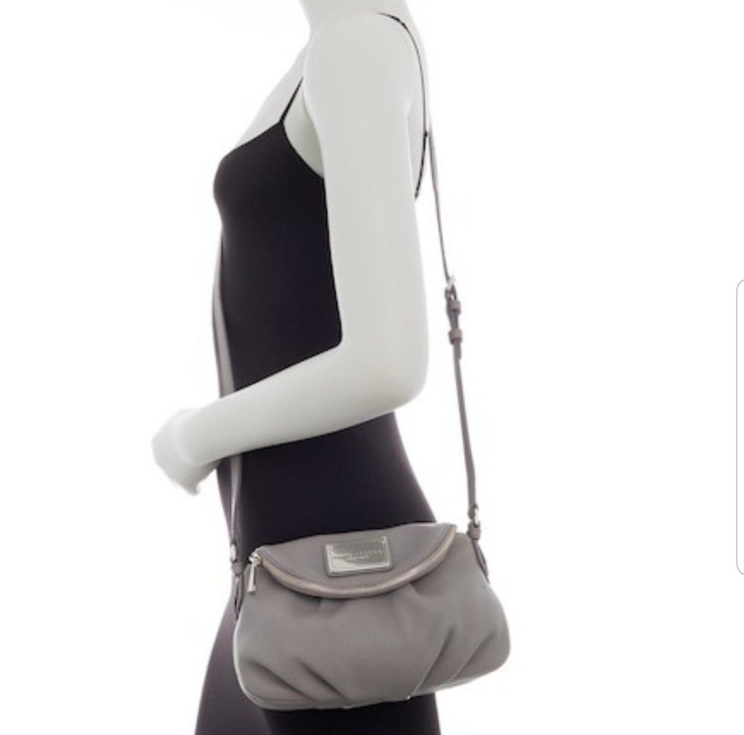 MARC BY MARC JACOBS New Q NATASHA Gray Leather Crossbody Shoulder Bag $368