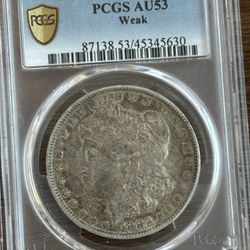 1882-O/S Morgan Dollar Coin – PCGS AU53 (Weak Overmintmark)