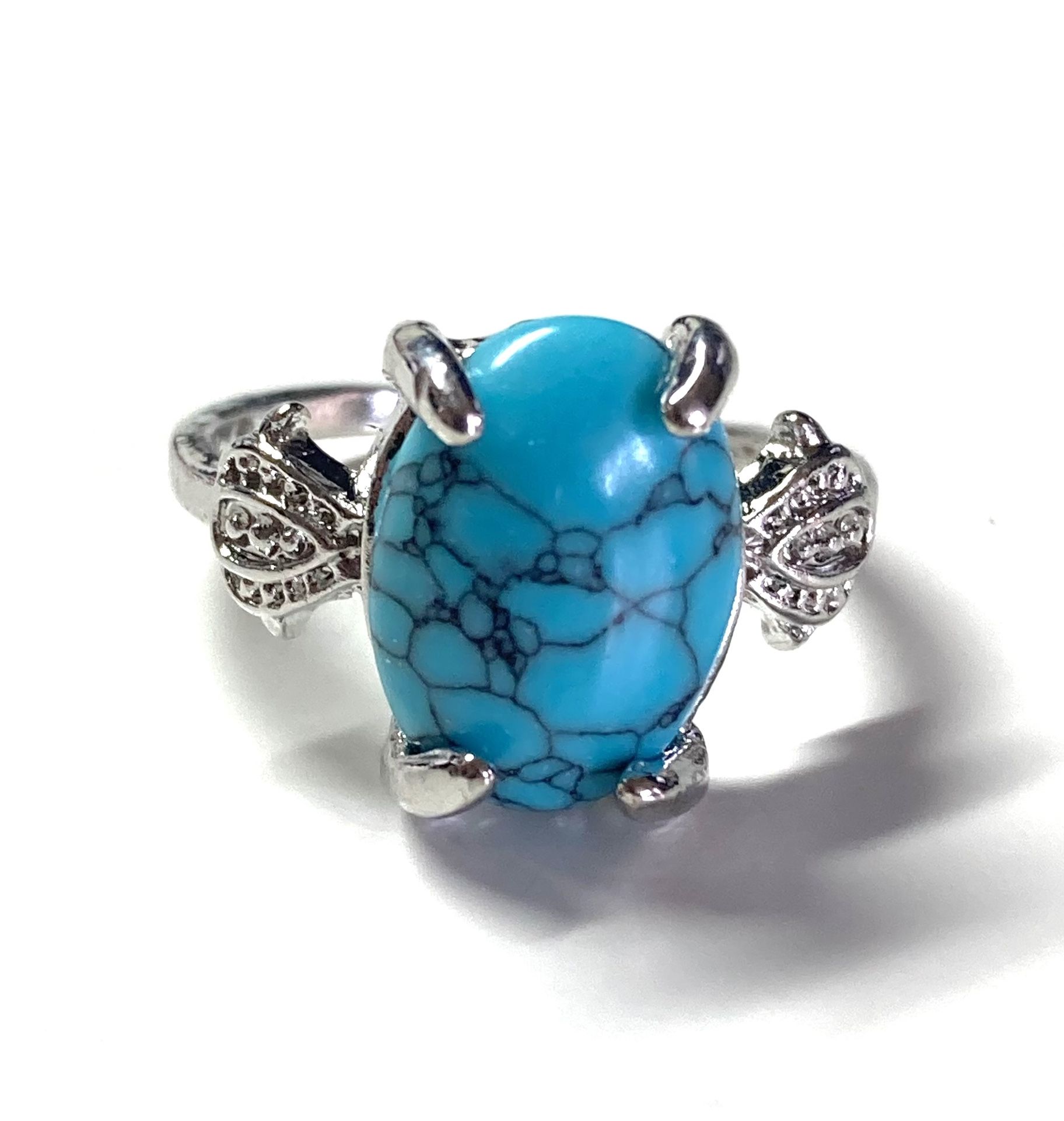 100-1 Turquoise Oval Ring Size 5