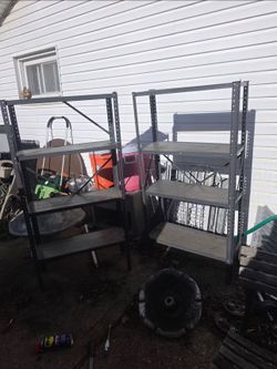 Two heavy duty metal garage shelving units the prices firm