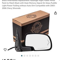 Brock Aftermarket Replacement Passenger Right Power Mirror Paint to Match Black with Heat-Memory-Signal On Glass-Puddle Light-Power Folding without Au