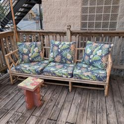 Vintage Ficks Reed Company bamboo couch (with cushions)