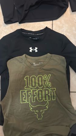 Boys Large Under Armor short sleeve and long sleeve heat gear