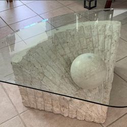 Postmodern Tessellated Stone Geometric Coffee Table