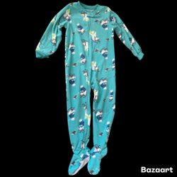 5T Boys Blue Sledding Polar Bear Footie Pajamas Carters