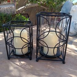 $15 Pair of Garden/Home Candle Lanterns. Metal Glass. Size is Shown. Candle NOT Included