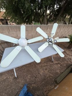Pair of White Ceiling Fans with  Lights (Read Description)