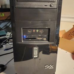 Computer desktop keyboard and mouse, 22in HP LCD, AMD 6 core, 16GB Ram and 1TB hard disk. Win 10 pro