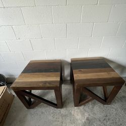 Pairs of Solid Wood Side Tables – Rustic Modern Style – 24” Square