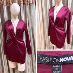 Fashion Nova Women's Burgundy Dress