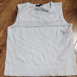 Women's White Sleeveless Knit Top Size XL/TG