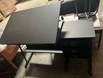 Drafting Table for Adults/Artists, Drawing Desk, Tabletop Adjustable Art/Craft Desk with Stool and 3 Slide Drawers, Sketching Painting Artwork Station