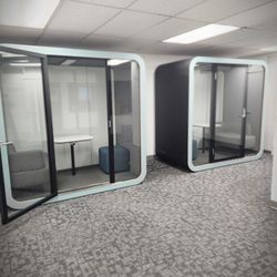 (2) MATCHING FRAMERY-Q 4-PERSON MEETING BOOTHS AVAILABLE NOW FOR SALE. 