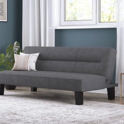 Futon with Microfiber Cover, Gray Microfiber 